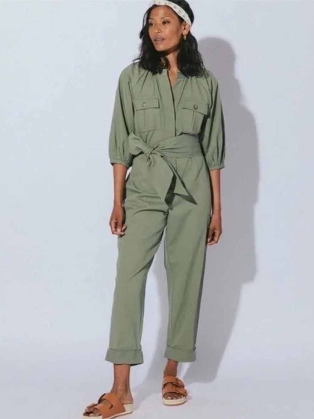 Cleobella Olive Green Utility Jumpsuit